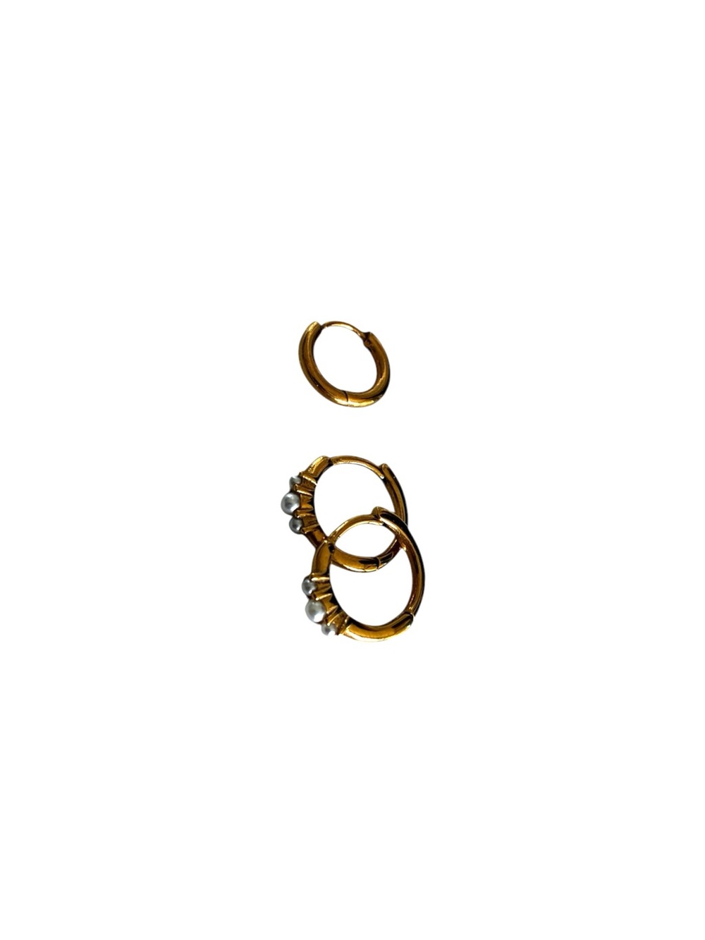 Atolea Waterproof Jewelry - Gold Pearl Hoop Earrings Set - Picture 2 of 2